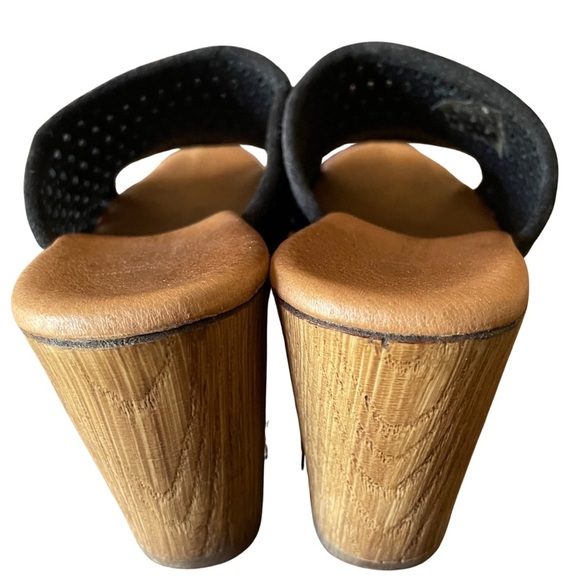 Eric Michael Black and Brown Mules with Mesh and Studded Design Size 36 - Picture 5 of 10